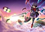  black_legwear black_thighhighs gojuuroku highres houjuu_nue magic_circle polearm red_eyes short_hair snake solo thigh-highs thighhighs touhou trident ufo weapon wings zettai_ryouiki 