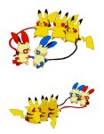  cable circuit goruti holding_hands minun no_humans pikachu plusle pokemon pokemon_(creature) science wire 