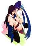  1girl bad_id boots carrying couple haru_(pixiv276337) hidaka_ryou high_heels highres judith pointy_ears princess_carry shoes tales_of_(series) tales_of_vesperia yuri_lowell 