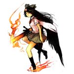  bad_id black_hair highres reiuji_utsuho solo touhou transparent_background unknown_(artist) weapon wings 