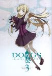  angel_wings blonde_hair butterfly dog dogs:_bullets_&amp;_carnage from_behind green_eyes legs long_hair looking_back miwa_shirou nill scan solo wings 