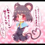 animal_ears ayakashi_(monkeypanch) blush confession grey_hair heart_tail jewelry mouse_ears nazrin pendant pov red_eyes short_hair solo tail touhou translated translation_request tsundere