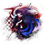  black_legwear black_thighhighs houjuu_nue oburaato polearm red_eyes short_hair snake solo thigh-highs thighhighs touhou trident ufo weapon wings zettai_ryouiki 