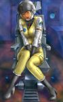  70s between_legs blonde_hair boots chair gloves hand_between_legs helmet knees_together_feet_apart military military_uniform mori_yuki oldschool open_mouth realistic science_fiction sitting solo space_craft spacesuit toten_(artist) uchuu_senkan_yamato uchuu_senkan_yamato_2199 uniform yamato_(uchuu_senkan_yamato) 