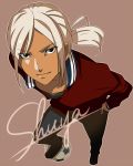  black_eyes dark_skin goenji_shuya gouenji_shuuya inazuma_eleven inazuma_eleven_(series) nina_(pastime) perspective ponytail solo white_hair 