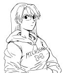  azumanga_daioh azumanga_daiou bb_(baalbuddy) bust glasses hands_in_pockets hoodie long_hair mizuhara_koyomi monochrome solo university_of_michigan 