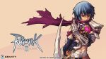  armor assassin_(ro2) blue_hair eremes_guile highres male myung-jin_lee official_art ragnarok_online_2:_legend_of_the_second scar scarf solo wallpaper weapon 