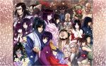  amayo_jingorou arm_grab azuki_rousai bare_shoulders basilisk_(manga) byuune chikuma_koshirou couple everyone floral_background flower hand_holding holding_hands hotarubi iga_oboro iga_ogen japanese_clothes jimushi_jubei kagerou_(basilisk) kasumi_gyoubu kazamachi_shougen kimono kisaragi_saemon kouga_danjou kouga_gennosuke mino_nenki muroga_hyouma okoi petals ponytail udono_jousuke wide_sleeves yakushiji_tenzen yashamaru 