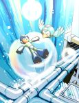  blue bubble coramune pipes rockman rockman_(character) rockman_(classic) sleeping water waterfall 