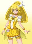  bike_shorts blonde_hair bowtie brooch choker cure_peace dress gradient gradient_background jewelry kise_yayoi long_hair magical_girl ntk_51 precure shorts_under_skirt skirt smile smile_precure! solo white_background wrist_cuffs yellow yellow_background yellow_dress yellow_eyes 
