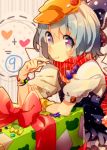  &#9320; ? blue_eyes blue_hair blush cirno dress gift hat looking_at_viewer mouth_hold namie-kun scarf short_hair short_sleeves solo touhou ã¢â€˜â¨ â‘¨ 