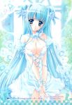  blue_eyes blue_hair breasts cleavage copyright_request detached_collar dress highres lace-up long_hair sugiyama_genshou very_long_hair 