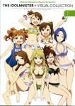  :d ;) ;d absurdres ahoge akizuki_ritsuko antenna_hair aqua_eyes barefoot bikini bikini_skirt blonde_hair blue_hair breasts brown_eyes brown_hair cleavage clothed_navel forehead friends futami_ami futami_mami green_bikini green_eyes grey_eyes hair_ribbon highres hoshii_miki idolmaster index_finger_raised long_hair minase_iori miura_azusa multiple_girls namco navel open_mouth print_bikini raised_finger ribbon salute scan school_swimsuit short_hair side-tie_bikini side_ponytail smile star_print swimsuit takatsuki_yayoi twintails wink 