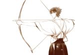  amore1989 bow_(weapon) brown emiya_kiritsugu fate/zero fate_(series) japanese_clothes kimono monochrome sepia solo weapon 