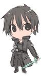  black_eyes black_hair chibi himegi jacket kirito sketch solo sword sword_art_online weapon 