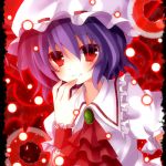  ascot blue_hair blush face hat lowres mog_(artist) puffy_sleeves red_eyes remilia_scarlet short_hair short_sleeves smile solo touhou wrist_cuffs 