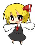  bad_id blonde_hair bow chibi fang hair_bow kiilowolf open_mouth outstretched_arms red_eyes rumia short_hair smile solo touhou white_background 