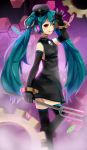  elbow_gloves gears gloves green_hair hat hatsune_miku headphones highres long_hair peaked_cap project_diva project_diva_f red_eyes sadistic_music_factory_(vocaloid) solo thigh-highs thighhighs twintails very_long_hair vocaloid yunare 