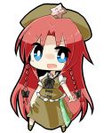  bad_id blue_eyes braid chinese_clothes hat hong_meiling kiilowolf long_hair open_mouth puffy_sleeves red_hair redhead short_sleeves solo standing star touhou twin_braids white_background 