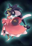  absurdres bow crown dark_skin dress hagoromo highres iris_(pokemon) long_hair long_sleeves pmx pokemon pokemon_(game) pokemon_bw2 purple_hair red_eyes sandals shawl solo very_long_hair 