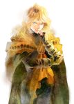  androgynous blonde_hair blue_eyes bracelet cape chin_rest dhaos gloves hatomame jewelry long_hair male smile solo tales_of_(series) tales_of_phantasia white_background 