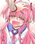  angel_beats! hikawa_shou long_hair petting pink_eyes pink_hair school_uniform serafuku tears twintails wavy_mouth yui_(angel_beats!) 