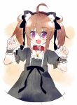  animal_ears bell brown_hair cat_ears collar fake_animal_ears fang meito_(maze) original purple_eyes short_twintails solo twintails violet_eyes 