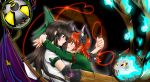  animal_ears aperture_laboratories arm_cannon arm_strap arms_around_neck black_hair bloodycat blouse blush bow braid brown_eyes bust cape cat_ears cat_tail dress extra_ears eye_contact green_dress hair_bow hair_ribbon heart heart_of_string highres hug kaenbyou_rin long_hair looking_at_another machine messy_hair miko_embrace multiple_girls parody pointy_ears portal profile red_eyes red_hair red_string redhead reiuji_utsuho ribbon short_sleeves skull string tail third_eye touhou twin_braids weapon wings yuri 