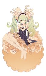  bear green_hair happy_birthday hatsune_miku headphones highres instrument jewelry keyboard keyboard_(instrument) musical_note necklace panda solo souno_kazuki vocaloid 