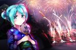  blush fan fireworks hatsune_miku japanese_clothes silly_(marinkomoe) vocaloid 