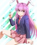  animal_ears bunny_ears eo_(artist) highres long_hair long_sleeves necktie open_mouth pink_eyes pink_hair rabbit_ears reisen_udongein_inaba solo touhou very_long_hair 