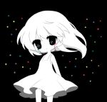  arms_behind_back black_background black_eyes dress haru_(kyou) long_hair looking_at_viewer monochrome original simple_background sleeveless solo spot_color sundress tears white_dress white_hair white_skin 
