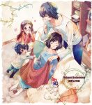  2girls ame_(ookami_kodomo) black_hair brown_eyes brown_hair closed_eyes eyes_closed family father_and_daughter father_and_son hana_(ookami_kodomo) long_hair mother_and_daughter mother_and_son multiple_boys multiple_girls ookami_kodomo_no_ame_to_yuki ookami_otoko pollyanna-eri short_hair sleeping smile yuki_(ookami_kodomo) 