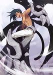  armpits black_hair blue_eyes chest fangs from_below houshin_engi male open_mouth pointy_ears raishinshi shirtless solo tail utsugi_(skydream) wings 