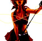  brown_hair c_kago head_out_of_frame meiko microphone_stand midriff open_mouth short_hair simple_background skirt solo vocaloid 