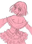  bare_shoulders dress fate/prototype fate_(series) monochrome pink sajou_manaka short_hair solo suta102 
