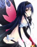  accel_world antenna_hair ass blue_hair brown_eyes butterfly butterfly_wings elbow_gloves gloves hairband kirito_(tundereyuina) kuroyukihime long_hair open_mouth solo very_long_hair wings 