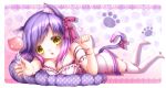  animal_ears candy catgirl purple_hair tail thigh-highs thighhighs 