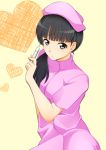  amagami ayatsuji_tsukasa bangs black_eyes black_hair female hat heart kishida-shiki nurse nurse_cap simple_background solo syringe 