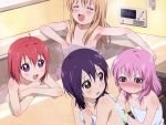  akaza_akari bath blonde_hair blush brown_eyes funami_yui nude pink_hair purple_hair redhead toshinou_kyouko towel violet_eyes water yoshikawa_chinatsu yuru_yuri 