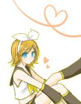  blonde_hair blue_eyes heart heart_of_string kagamine_rin looking_at_viewer nyakelap short_hair simple_background vocaloid white_background 