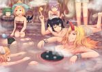 ass bare_shoulders barefoot bathing black_hair black_wings blonde_hair breasts brown_eyes bubble bucket cleavage curious detached_sleeves feet floating floating_breasts green_eyes green_hair horn hoshiguma_yuugi hot_springs in_bucket in_container inubashiri_momiji kaenbyou_rin kisume komeiji_koishi komeiji_satori kurodani_yamame large_breasts long_hair lying mizuhashi_parsee multiple_girls naked_towel nude on_stomach onsen pink_hair pointy_ears red_eyes reiuji_utsuho sake shackle shameimaru_aya short_hair sitting skull smile soles steam tail third_eye toes touhou towel towel_on_head tray twilightrain wings wolf_tail