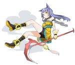  animal_ears cat_ears choker empty_eyes erubo gloves long_hair original pointy_ears purple_hair scythe solo weapon white_background yellow_eyes 