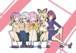  alternate_hairstyle blonde_hair blue_eyes bow doughnut glasses gradient_hair gyokuro_omega hijiri_byakuren kneehighs loose_socks multicolored_hair multiple_girls necktie pantyhose pink_hair popsicle purple_eyes purple_hair red_eyes ribbon saigyouji_yuyuko school_uniform serafuku short_hair side_ponytail silver_hair smile socks touhou violet_eyes watermelon_bar yagokoro_eirin yakumo_yukari yasaka_kanako yellow_eyes 