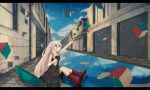  boots canal cube ia_(vocaloid) long_hair outstretched_hand pink_hair puddle rain reaching reflection rubber_boots umbrella vocaloid water 