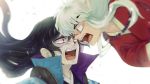  battle blurry eye_contact face highres inuyasha inuyasha_(character) liu_nx2 long_hair looking_at_another multiple_boys naraku popped_collar 