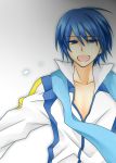  blue_eyes blue_hair kaito looking_at_viewer nyakelap open_mouth solo vocaloid 