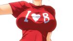  breasts impossible_clothes katagiri_hinata large_breasts simple_background solo taut_shirt wallpaper white_background 
