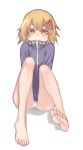  barefoot blonde_hair feet koufukurou no_pants panties red_eyes rumia sitting soles solo tears toes touhou track_jacket track_suit underwear v_arms wavy_mouth white_panties 