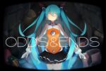  aqua_hair closed_eyes eyes_closed hatsune_miku headphones highres long_hair meranoreuka_(naokentak) nail_polish odds_&amp;_ends_(vocaloid) project_diva_f skirt solo thigh-highs thighhighs title_drop twintails very_long_hair vocaloid 